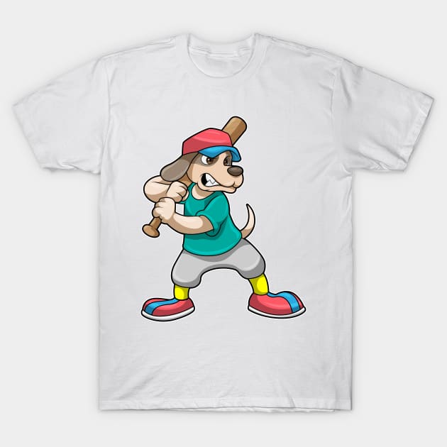 Dog at Baseball with Baseball bat T-Shirt by Markus Schnabel